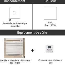 Sèche-serviette soufflant blanc de 874mm de haut - 550mm de large - 1000 Watt - ROFEL-09-55/IFS/B