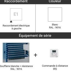 Sèche-serviette soufflant électrique blanc - HxL : 1746x496mm - 1000 Watt - LFE-170-50/IFS/B