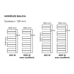 Sèche-serviettes BALICA avec soufflerie blanc 1500W