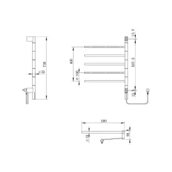Sèche-serviettes Blanc 5 branches pivotantes FLEXICO - bain-bain