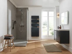 Sèche-serviettes connecté Allure Virtuose avec soufflerie 1750W Ardoise/Chêne Mat à droite - THERMOR - 483140