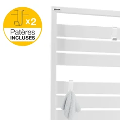 Sèche-serviettes eau chaude noir en acier 432W + 2 patères, Acova Astrakan
