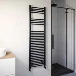 Sèche-serviettes eau chaude plat en acier Flomasta noir 609W