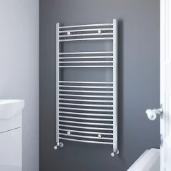 Sèche-serviettes eau chaude en acier galbé Flomasta argent 382W