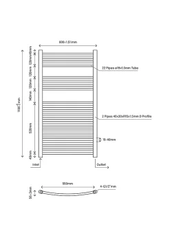 Sèche-serviettes eau chaude en acier galbé Flomasta argent 382W