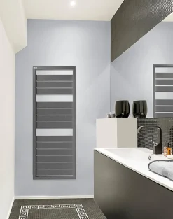 Sèche-serviettes eau chaude en acier Acova Astrakan grey aluminium 608W