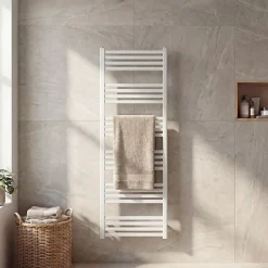 Sèche-serviettes eau chaude en acier GoodHome Duala blanc 24 barres - 518 W