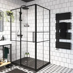 Sèche-serviettes eau chaude en acier GoodHome Boxwood noir 488W