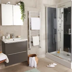 Sèche-serviettes eau chaude en acier GoodHome Duala gris 24 barres - 518 W