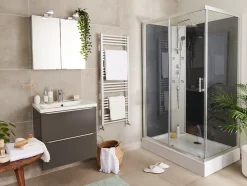 Sèche-serviettes eau chaude en acier GoodHome Duala gris 24 barres - 518 W