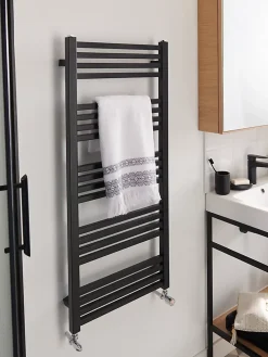 Sèche-serviettes eau chaude en acier GoodHome Duala noir 20 barres - 438 W