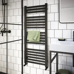 Sèche-serviettes eau chaude en acier GoodHome Aspley argent 485W