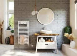 Sèche-serviettes électrique à inertie fluide Sauter Marapi tactile blanc 500W + soufflerie 1000W
