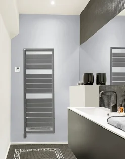 Sèche-serviettes électrique à inertie fluide Acova Astrakan +Air grey aluminium 750W + soufflerie 1000W