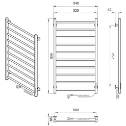 Sèche-serviettes électrique ALFA 500x900 avec minuterie ECO, 185W, Blanc