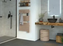 Sèche-serviettes électrique à inertie fluide Sauter Asama connectable cappuccino 500W + soufflerie 1000W