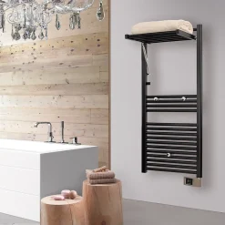 Sèche-serviettes électrique à inertie fluide Deltacalor Stendino 500W noir
