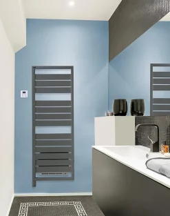 Sèche-serviettes électrique à inertie fluide Acova Astrakan +Air anthracite 750W + soufflerie 1000W