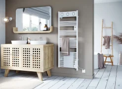 Sèche-serviettes électrique à inertie fluide Sauter Marapi tactile blanc 750W + soufflerie 1000W