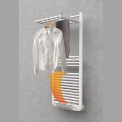 Sèche-serviettes électrique à inertie fluide Deltacalor Stendino 500W + soufflerie 1000W blanc