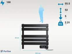 Sèche-serviettes électrique compact noir 100W