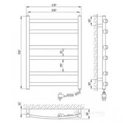 Sèche-serviettes électrique ATLANT 500x700 avec minuterie ECO, 160W, Noir