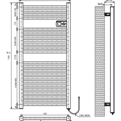 Sèche-serviettes électrique- LDiamètreksa - Varma - 750 W - H. 112 cm