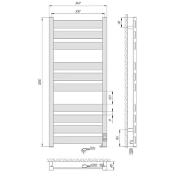 Sèche-serviettes électrique GEFEST PREMIUM 500x1200 avec minuterie ECO, 380W, Blanc