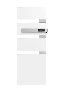 Sèche-serviettes électrique à inertie fluide Sauter Alutu blanc mât à droite 750W + soufflerie 1000W