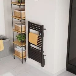Sèche-serviettes électrique 750 W noir à inertie fluide + soufflerie 1000 W - Noirot Actibain
