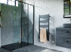 Sèche-serviettes électrique à inertie fluide Sauter Marapi tactile anthracite 500W + soufflerie 1000W