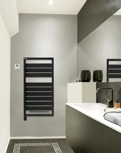 Sèche-serviettes électrique à inertie fluide Acova Astrakan + Air noir mat 500W + soufflerie 1000W