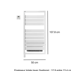 Sèche-serviettes électrique à inertie fluide Acova Astrakan + Air noir mat 500W + soufflerie 1000W