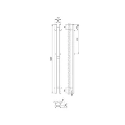 Sèche-serviettes électrique DUET 80x1200 avec minuterie ECO, 80W, Noir