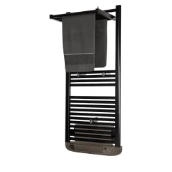 Sèche-serviettes électrique à inertie fluide Deltacalor Stendino 500W + soufflerie 1000W noir