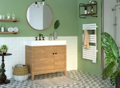 Sèche-serviettes électrique à inertie fluide Sauter Asama connectable blanc 500W + soufflerie 1000W