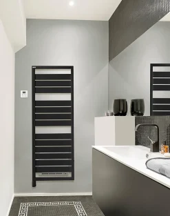 Sèche-serviettes électrique à inertie fluide Acova Astrakan + Air noir 750W + soufflerie 1000W