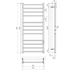 Sèche-serviettes électrique ALFA 500x1200 avec minuterie ECO, 225W, Noir