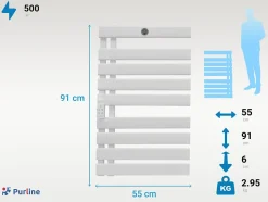 Sèche-serviettes mural aluminium display LED et WiFi 500W