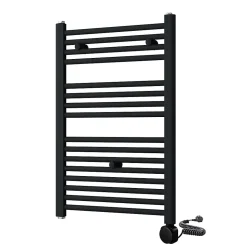 Sèche-serviettes Radiateur électrique 80 cm x 50 cm finition NOIR mat en acier Kibath