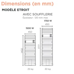 Sèche-serviettes Riviera 2 étroit avec soufflerie 1750W blanc brillant - THERMOR - 498225