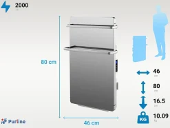 Sèche-serviettes verre trempé miroir display LED 2000W