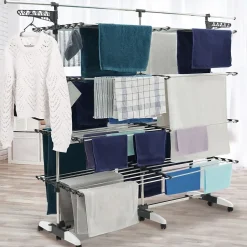 Séchoir à linge 60 M SUPRA XXL gris/blanc 4 niveaux + barre télescopique