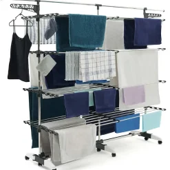 Séchoir à linge 60 M SUPRA XXL gris/blanc 4 niveaux + barre télescopique