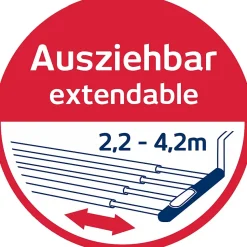 Séchoir à linge à suspendre 4,2 m, étendoir alu avec barres extensibles, Leifheit Quartett 42 Extensible Aluminium