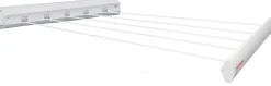 Séchoir à linge mural 21 m d'étendage, 5 fils, enrouleur automatique, blanc, Leifheit Rollfix 210 Longline