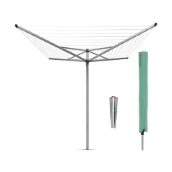 Séchoir à linge parapluie 50 m d'étendage avec housse et douille, Brabantia Topspin
