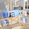 Séchoir à linge pliable DELUXE capacité 22M avec tringle blanc et effet bois