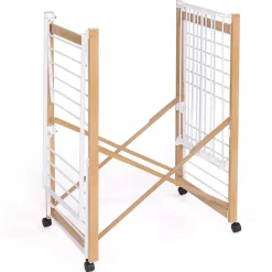 Séchoir à linge pliable DELUXE capacité 22M avec tringle blanc et effet bois