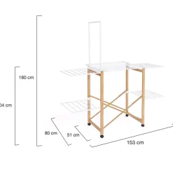 Séchoir à linge pliable DELUXE capacité 22M avec tringle blanc et effet bois